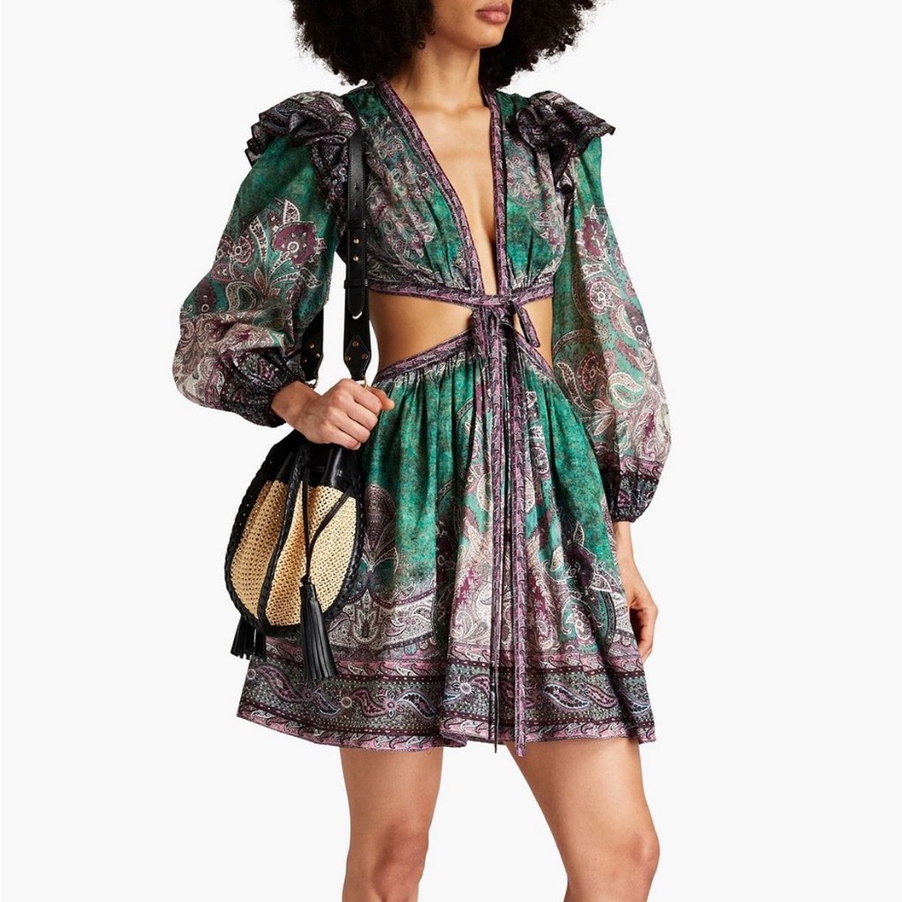 ZIMMERMANN
Cutout paisley-print cotton-gauze mini dress